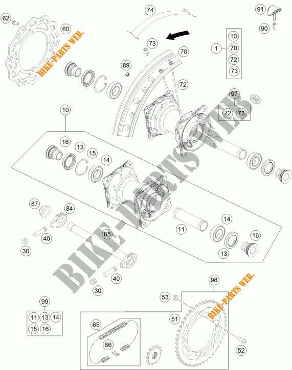 REAR WHEEL for KTM 85 SX 19/16 2017