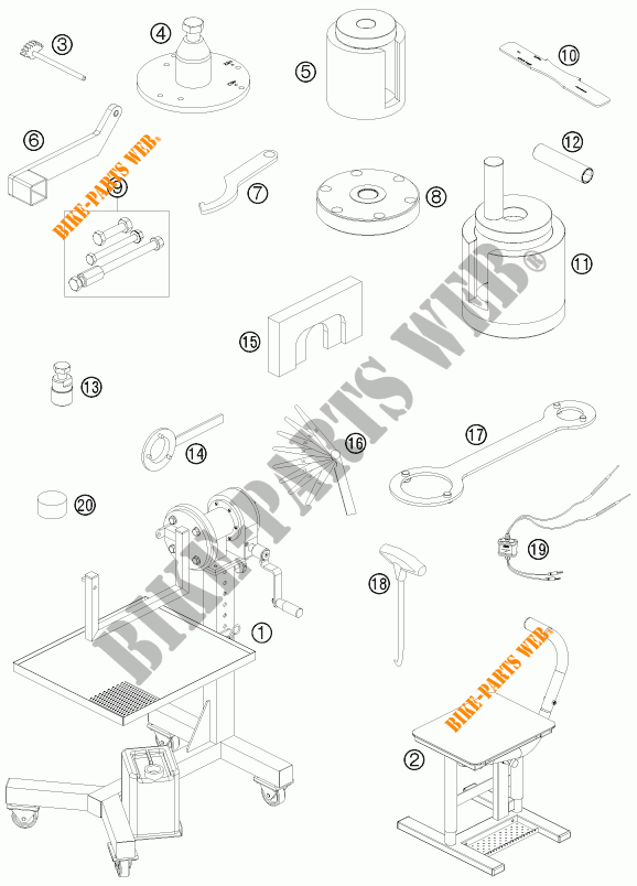 SPECIFIC TOOLS (ENGINE) for KTM 65 SX 2009