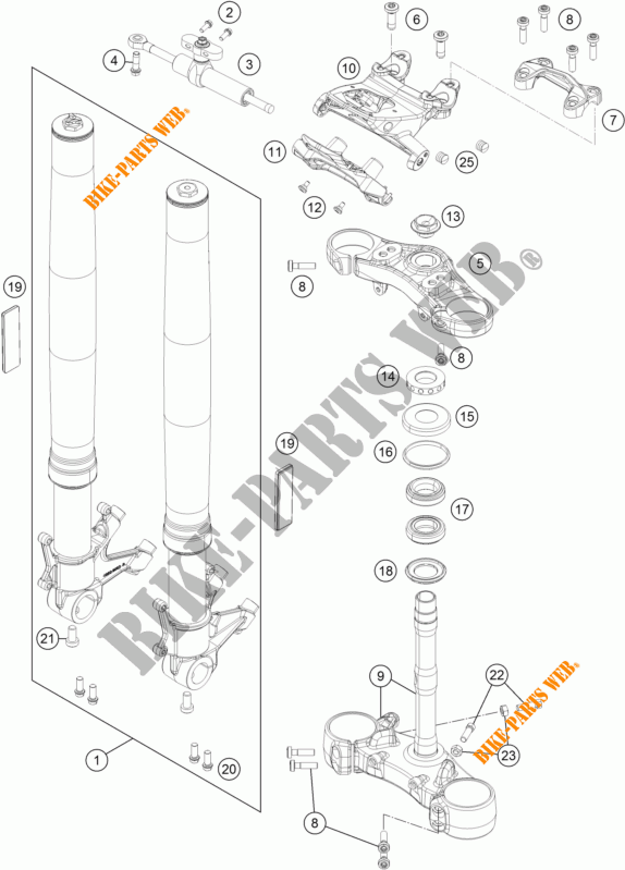 FRONT FORK / TRIPLE CLAMP for KTM 1290 SUPER DUKE R ORANGE ABS 2015