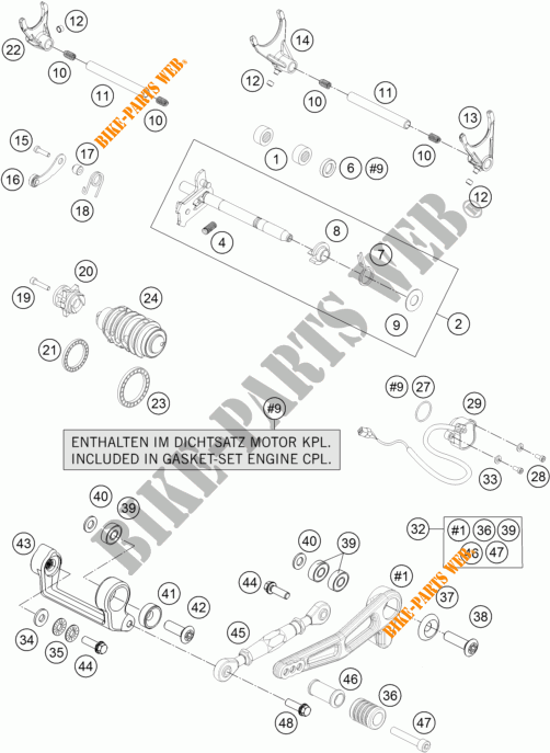 GEAR SHIFTING MECHANISM for KTM 1290 SUPER DUKE R ORANGE ABS 2015
