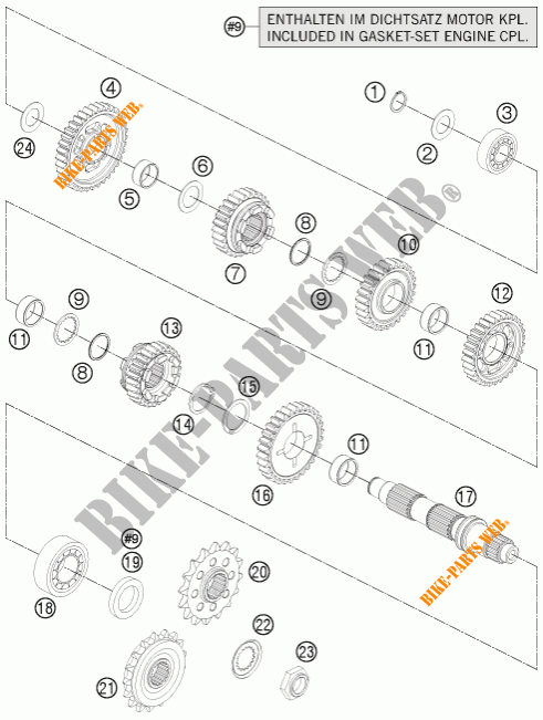 GEARBOX COUNTERSHAFT for KTM 1290 SUPER DUKE R ORANGE ABS 2015