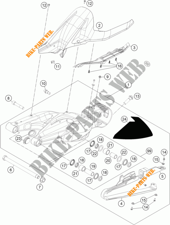 SWINGARM for KTM 1290 SUPER DUKE R ORANGE ABS 2015