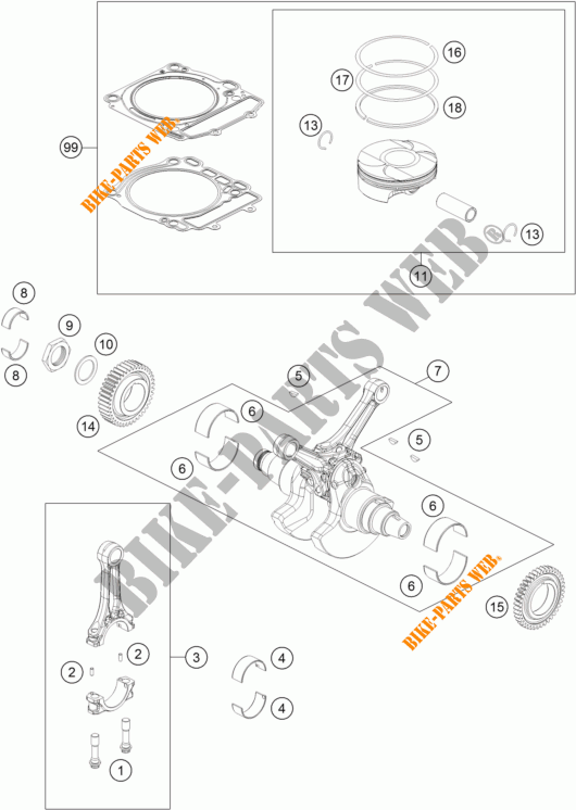 CRANKSHAFT / PISTON for KTM 1290 SUPER DUKE R ORANGE ABS 2015