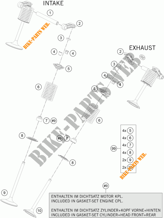 VALVES for KTM 1290 SUPER DUKE R ORANGE ABS 2015