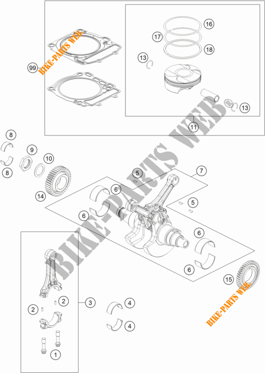 CRANKSHAFT / PISTON for KTM 1290 SUPER DUKE R ORANGE ABS 2015