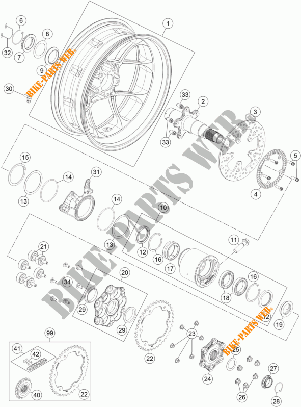 REAR WHEEL for KTM 1290 SUPER DUKE R ORANGE ABS 2015