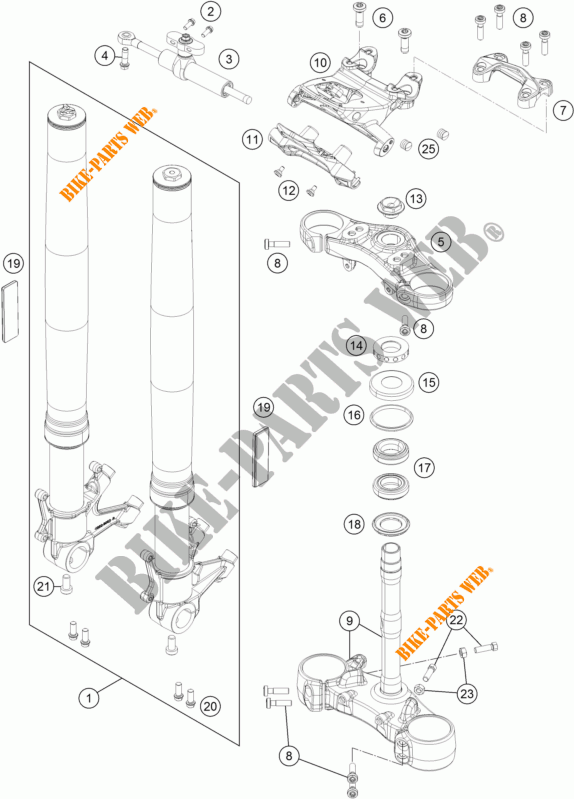 FRONT FORK / TRIPLE CLAMP for KTM 1290 SUPER DUKE R BLACK ABS 2015