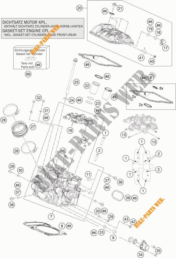 CYLINDER HEAD REAR for KTM 1290 SUPER DUKE R ORANGE ABS 2015