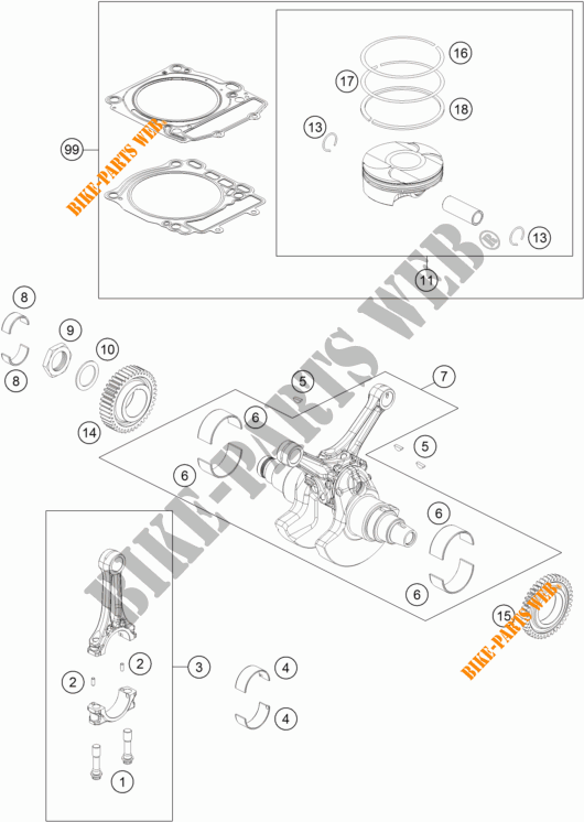 CRANKSHAFT / PISTON for KTM 1290 SUPER DUKE R ORANGE ABS 2014