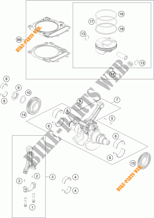 CRANKSHAFT / PISTON for KTM 1290 SUPER DUKE R ORANGE ABS 2014