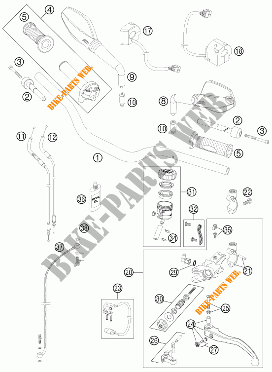 HANDLEBAR / CONTROLS for KTM 990 SUPER DUKE R 2013