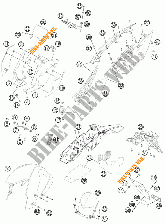 PLASTICS for KTM 990 SUPER DUKE R 2013
