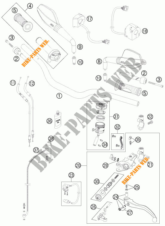 HANDLEBAR / CONTROLS for KTM 990 SUPER DUKE R 2013