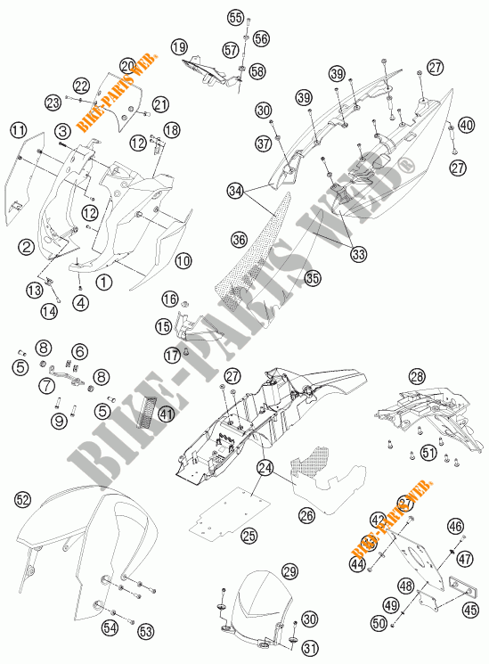 PLASTICS for KTM 990 SUPER DUKE R 2013