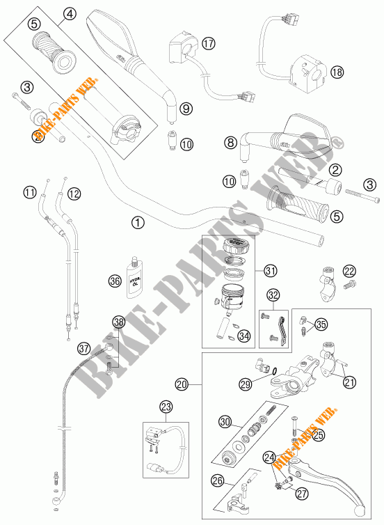 HANDLEBAR / CONTROLS for KTM 990 SUPER DUKE R 2012