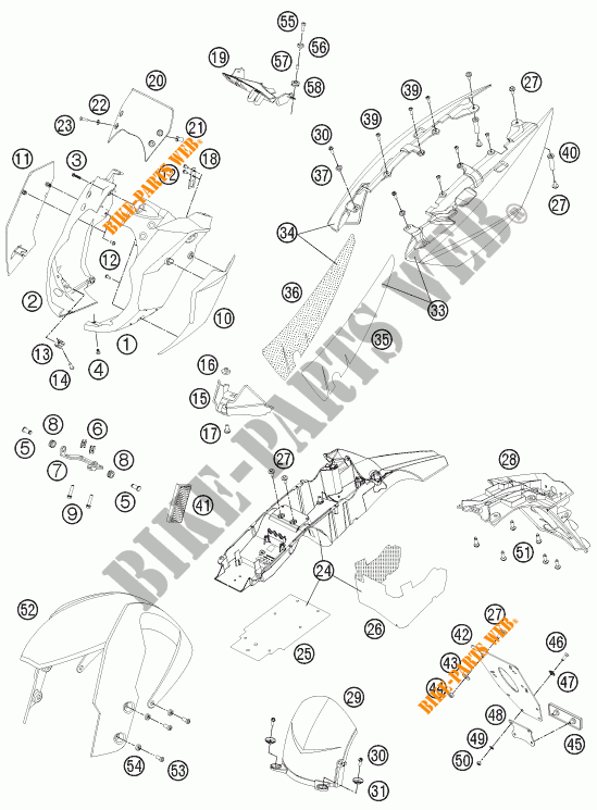 PLASTICS for KTM 990 SUPER DUKE R 2012
