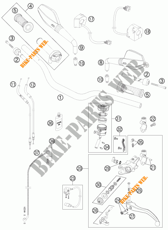 HANDLEBAR / CONTROLS for KTM 990 SUPER DUKE R 2011
