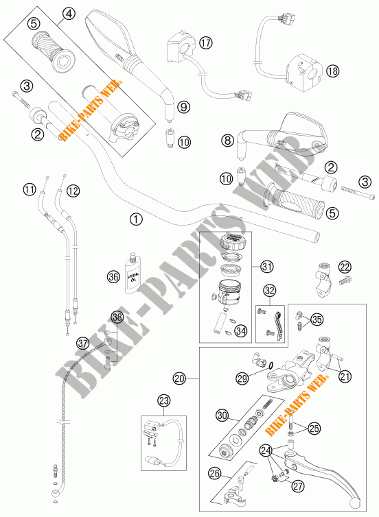 HANDLEBAR / CONTROLS for KTM 990 SUPER DUKE R 2011