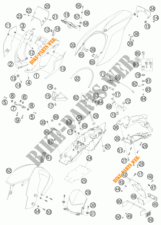 PLASTICS for KTM 990 SUPER DUKE R 2009