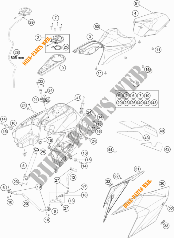 TANK / SEAT for KTM 1290 SUPER DUKE GT WHITE 2019