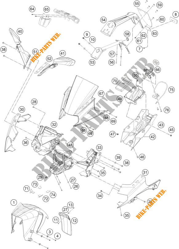 PLASTICS for KTM RC 200 WHITE NO ABS 2019