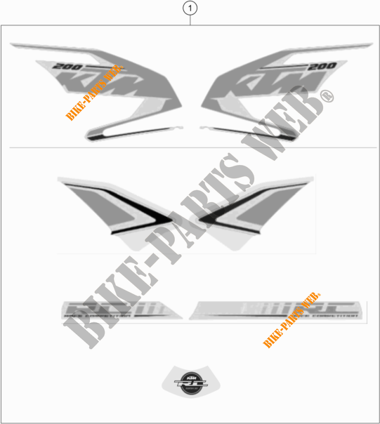 STICKERS for KTM RC 200 WHITE NO ABS 2019