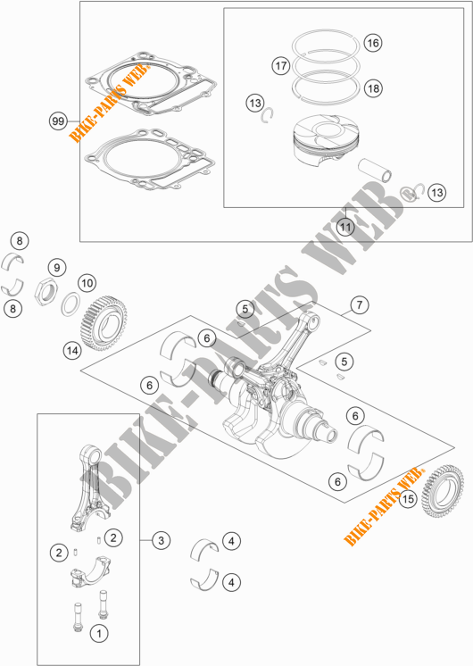 CRANKSHAFT / PISTON for KTM 1290 SUPER DUKE R ORANGE 2020