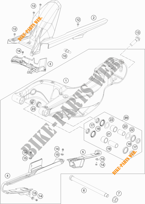 SWINGARM for KTM 1290 SUPER DUKE R ORANGE 2020