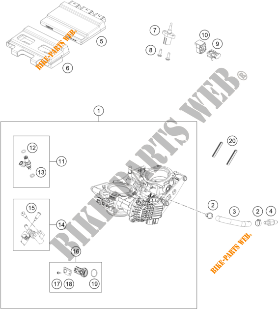 THROTTLE BODY for KTM 1290 SUPER DUKE R ORANGE 2020