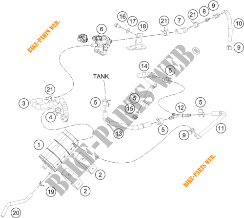 EVAPORATIVE CANISTER for KTM 390 DUKE ORANGE - B.D. 2020