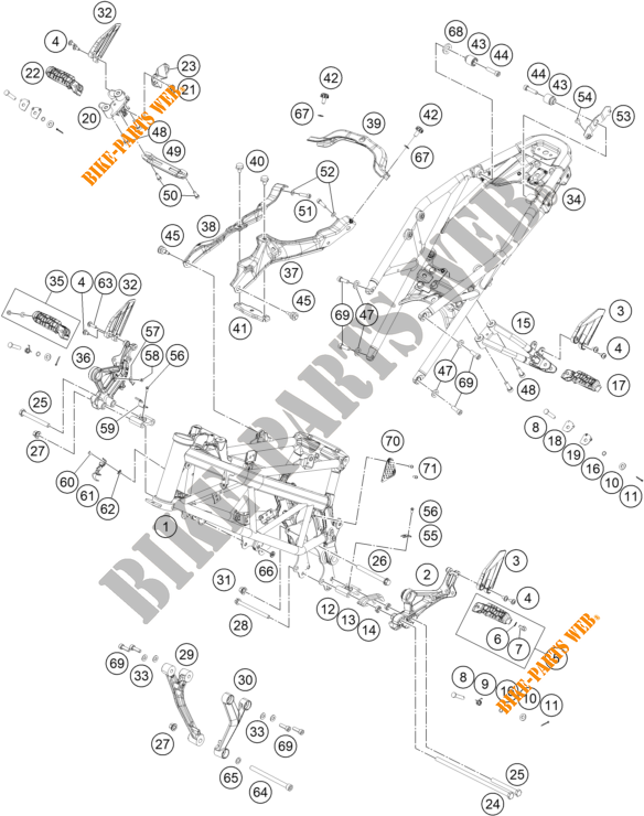 FRAME for KTM 390 DUKE ORANGE - B.D. 2020