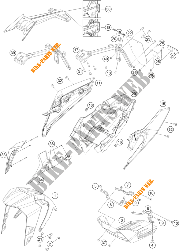 PLASTICS for KTM 390 DUKE WHITE 2019