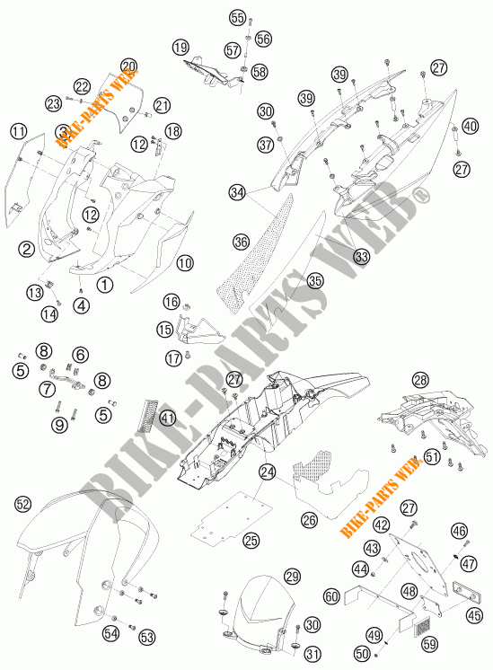 PLASTICS for KTM 990 SUPER DUKE ORANGE 2010