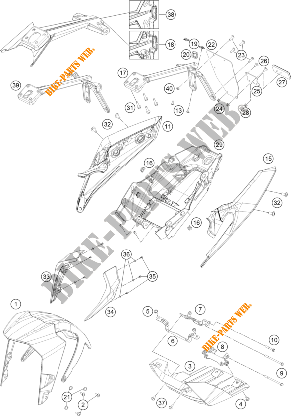PLASTICS for KTM 125 DUKE WHITE 2019