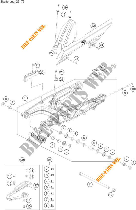 SWINGARM for KTM 390 ADVENTURE ORANGE - B.D. 2020