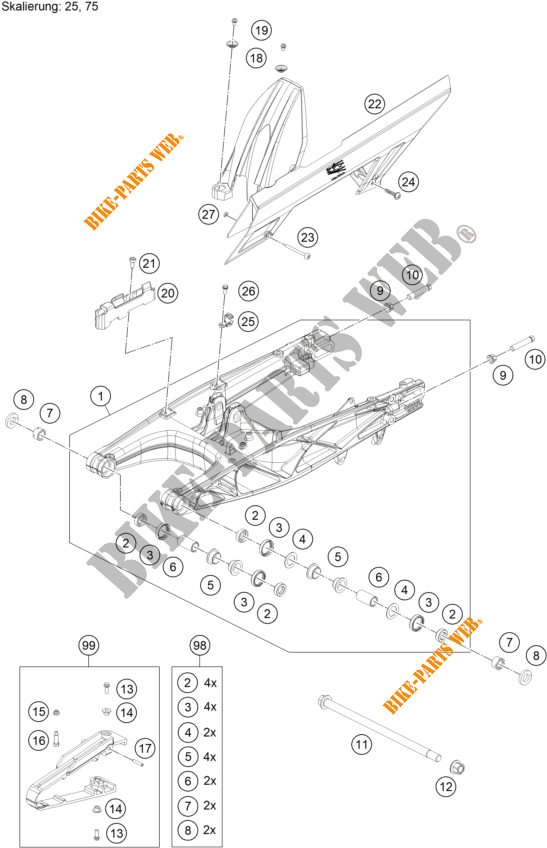 SWINGARM for KTM 390 ADVENTURE WHITE - B.D. 2020