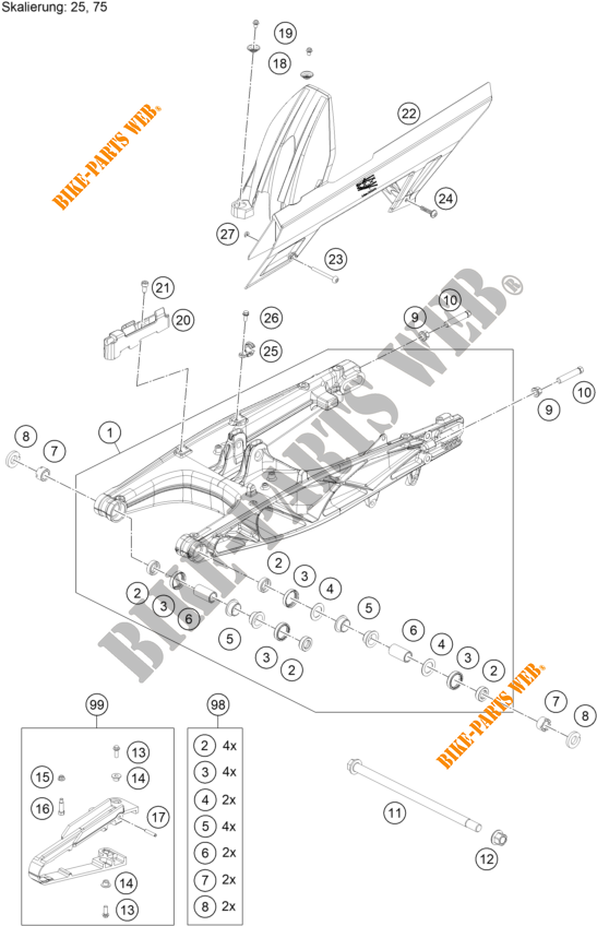 SWINGARM for KTM 390 ADVENTURE ORANGE - B.D. 2020