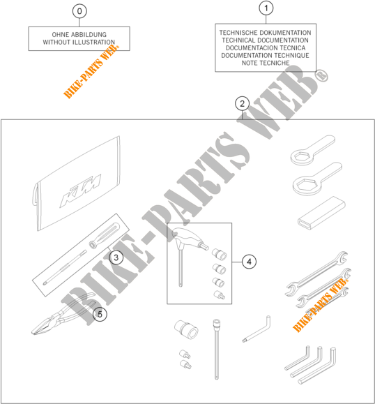TOOL KIT / MANUALS / OPTIONS for KTM 1290 S ADVENTURE S ORANGE 2020