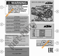 TECHNICAL INFORMATION STICKERS for KTM 1290 SUPER ADVENTURE S ORANGE 2020
