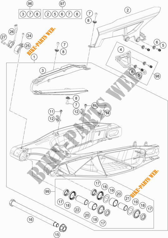 SWINGARM for KTM 1290 SUPER ADVENTURE S ORANGE 2020