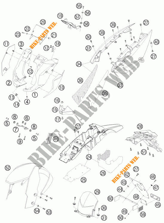 PLASTICS for KTM 990 SUPER DUKE ORANGE 2009