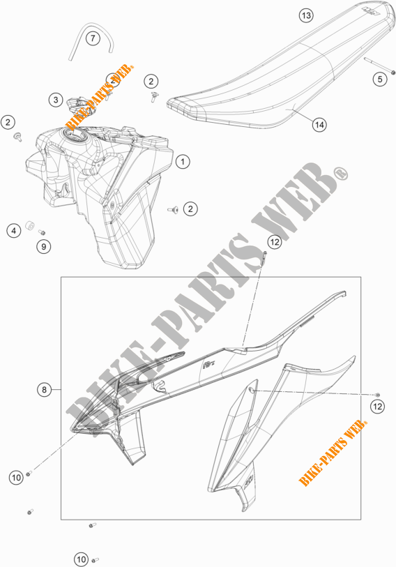 TANK / SEAT for KTM 250 XC-W TPI 2020
