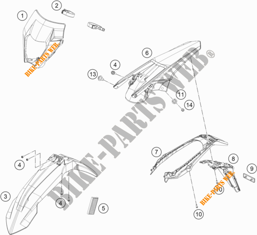 PLASTICS for KTM 250 EXC SIX DAYS TPI 2019