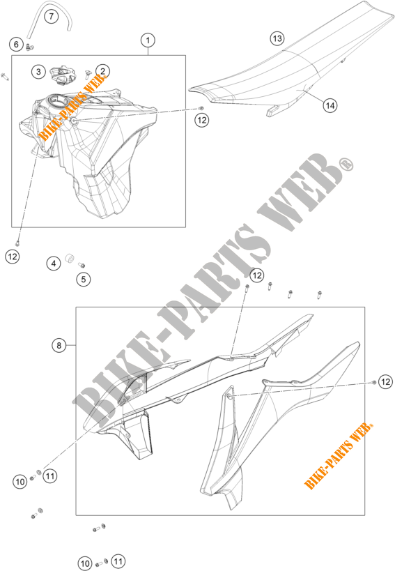 TANK / SEAT for KTM 250 EXC SIX DAYS TPI 2019