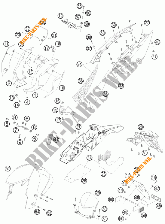PLASTICS for KTM 990 SUPER DUKE WHITE 2008