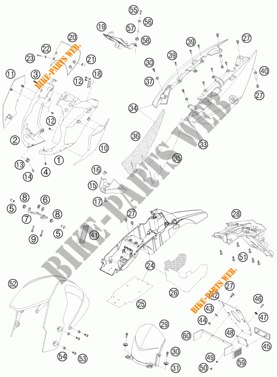 PLASTICS for KTM 990 SUPER DUKE ORANGE 2008