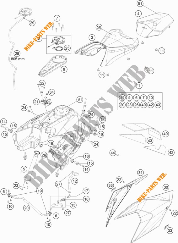 TANK / SEAT for KTM 1290 SUPER DUKE GT WHITE 2021
