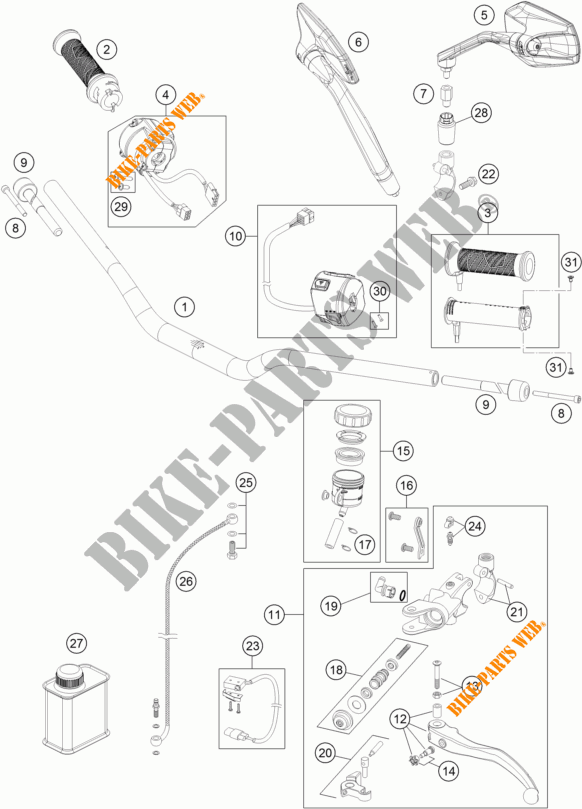 HANDLEBAR / CONTROLS for KTM 1290 SUPER DUKE GT ORANGE 2018