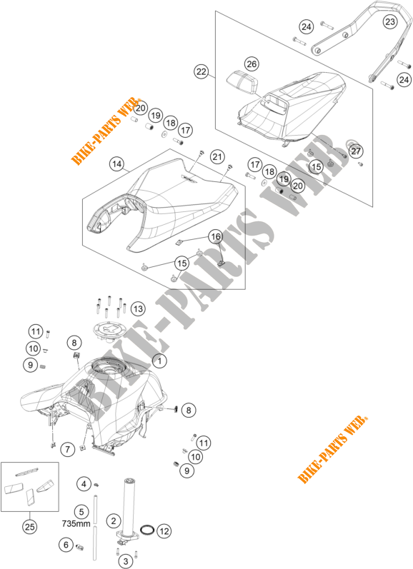 TANK / SEAT for KTM 890 DUKE ORANGE 2021