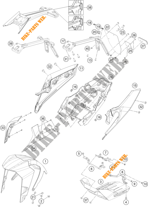 PLASTICS for KTM 390 DUKE SILVER 2021